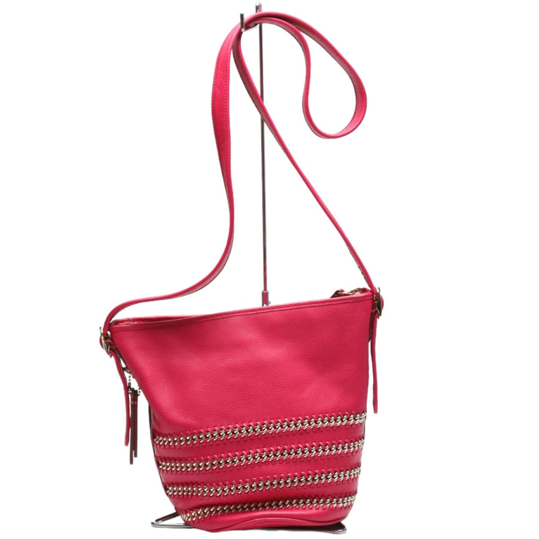 COACH Shoulder Bag leather pink Diagonal crossing Calfskin Women Used Authentic