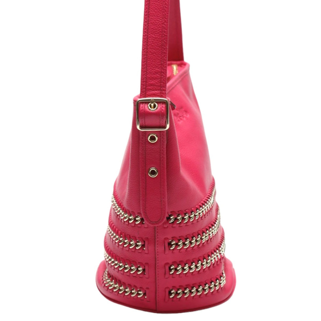 COACH Shoulder Bag leather pink Diagonal crossing Calfskin Women Used Authentic