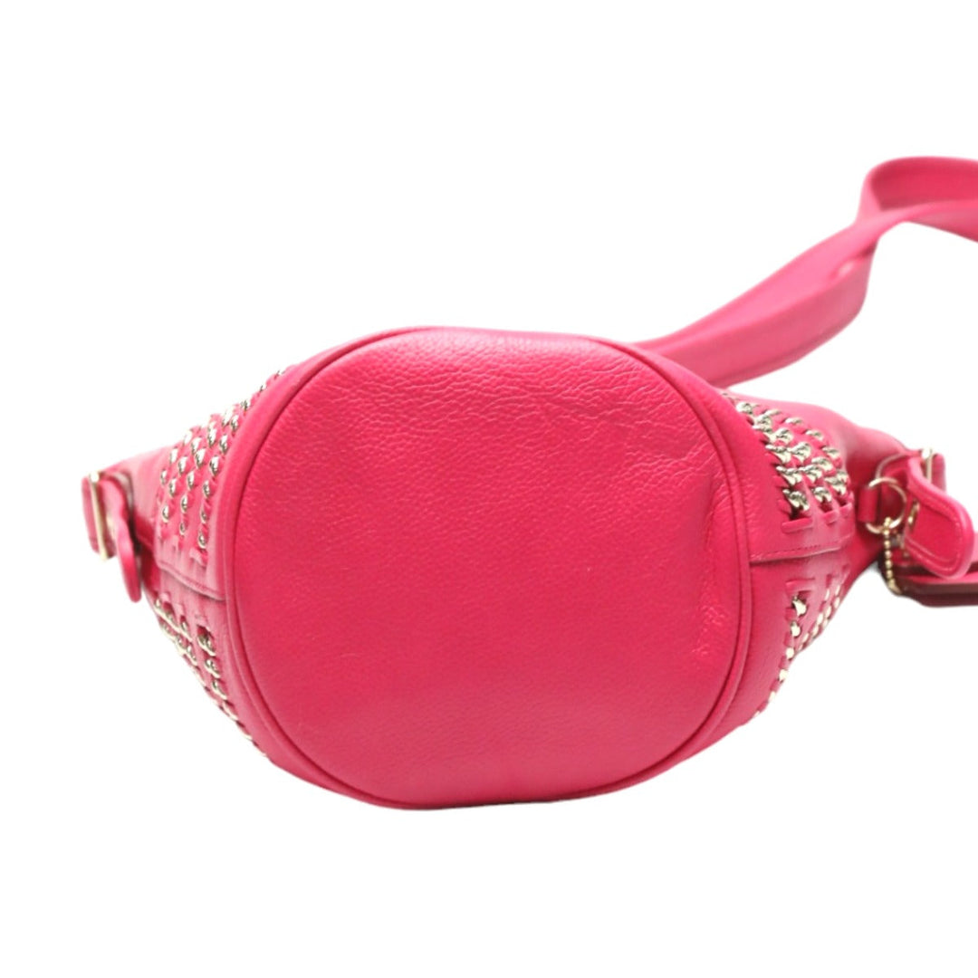 COACH Shoulder Bag leather pink Diagonal crossing Calfskin Women Used Authentic