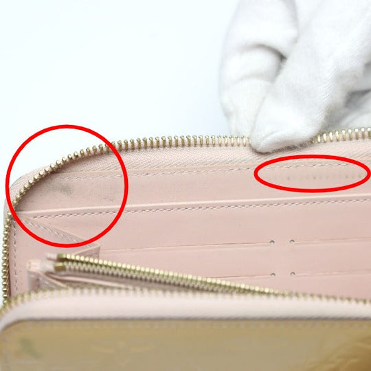 LOUIS VUITTON Long Wallet Purse M90076 Monogram Vernis Rose Angelique Zip Around Vernis Zippy wallet Women Used Authentic