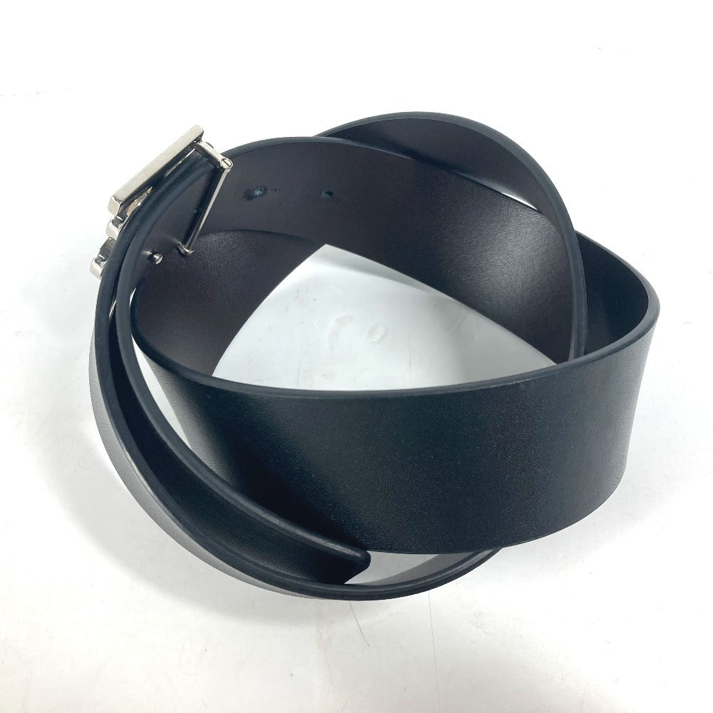 BURBERRY belt leather black TB logo mens 85 Used Authentic