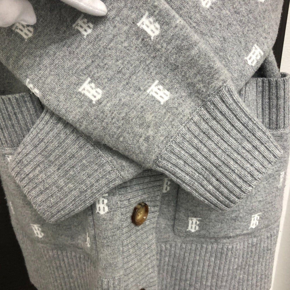 BURBERRY cardigan 8028721 wool gray TB logo all-over pattern ＳＰ