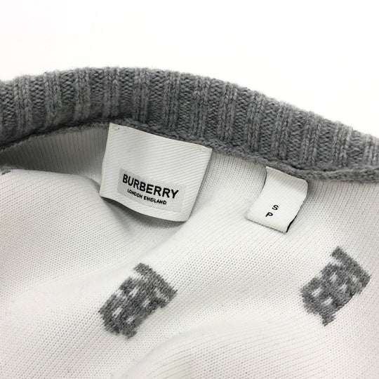 BURBERRY cardigan 8028721 wool gray TB logo all-over pattern ＳＰ