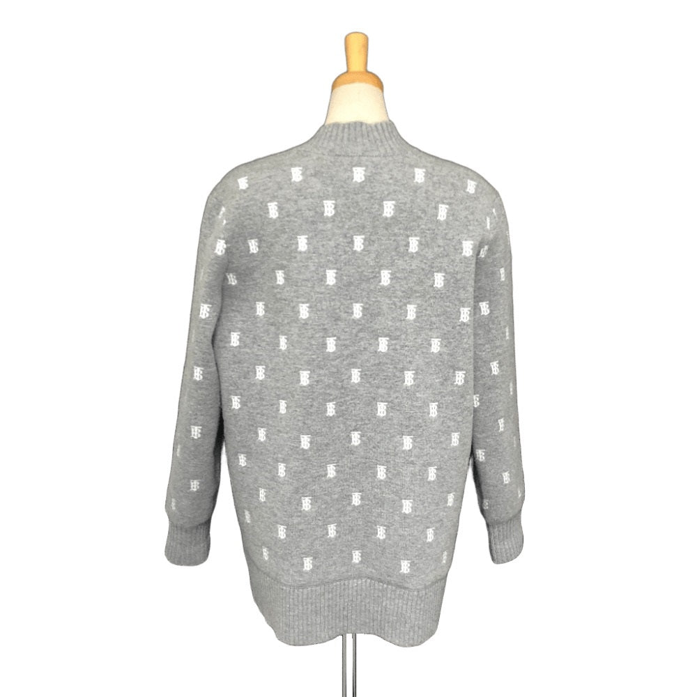 BURBERRY cardigan 8028721 wool gray TB logo all-over pattern ＳＰ
