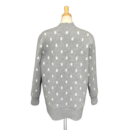 BURBERRY cardigan 8028721 wool gray TB logo all-over pattern ＳＰ