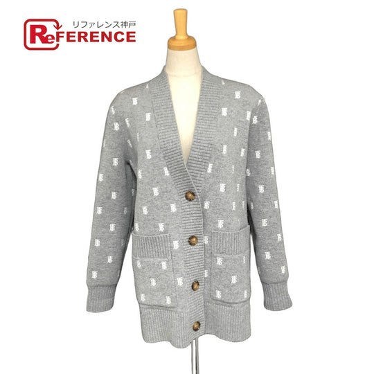 BURBERRY cardigan 8028721 wool gray TB logo all-over pattern ＳＰ