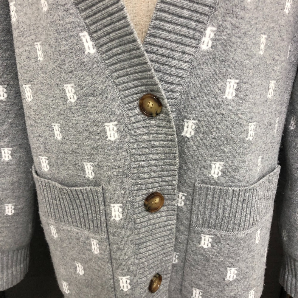 BURBERRY cardigan 8028721 wool gray TB logo all-over pattern ＳＰ