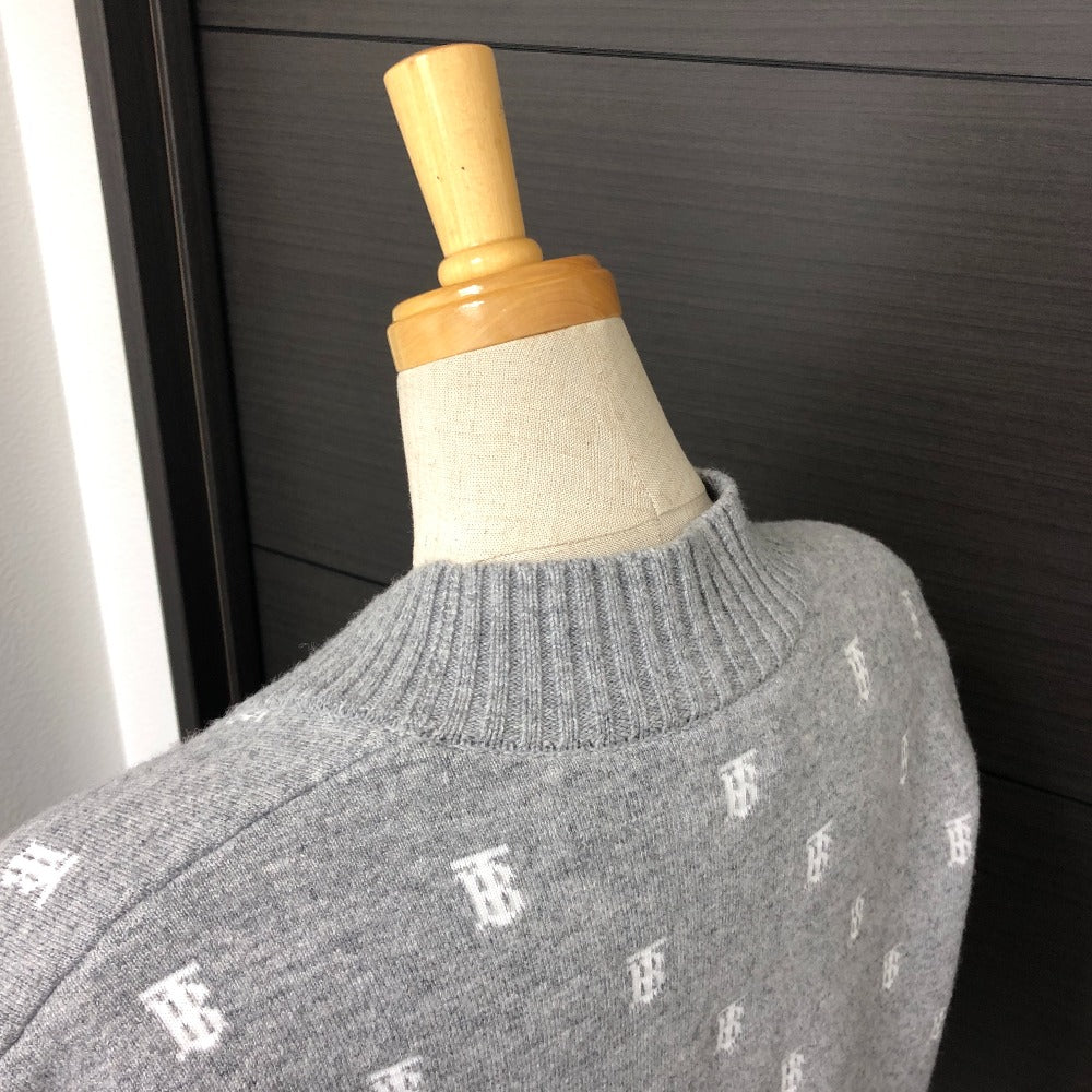 BURBERRY cardigan 8028721 wool gray TB logo all-over pattern ＳＰ