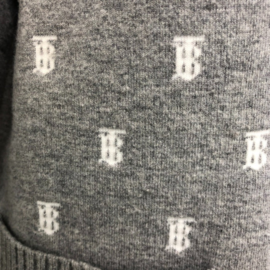 BURBERRY cardigan 8028721 wool gray TB logo all-over pattern ＳＰ