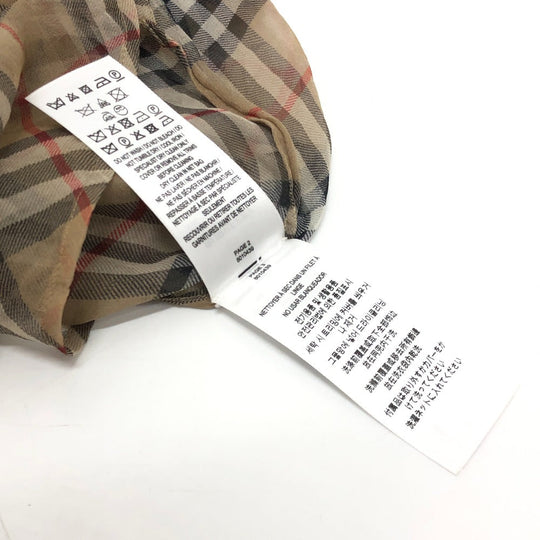 BURBERRY Long sleeve shirt cotton beige Check Pattern See-through Women 38 Used Authentic