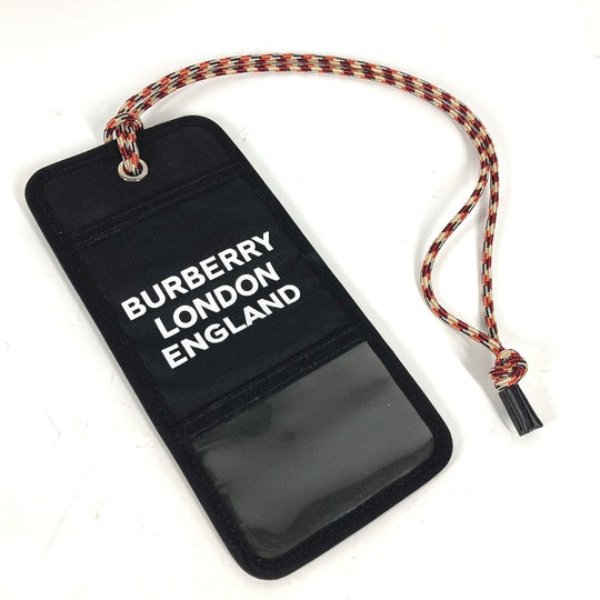BURBERRY Card Case Nylon black Pass case logo Women Used Authentic