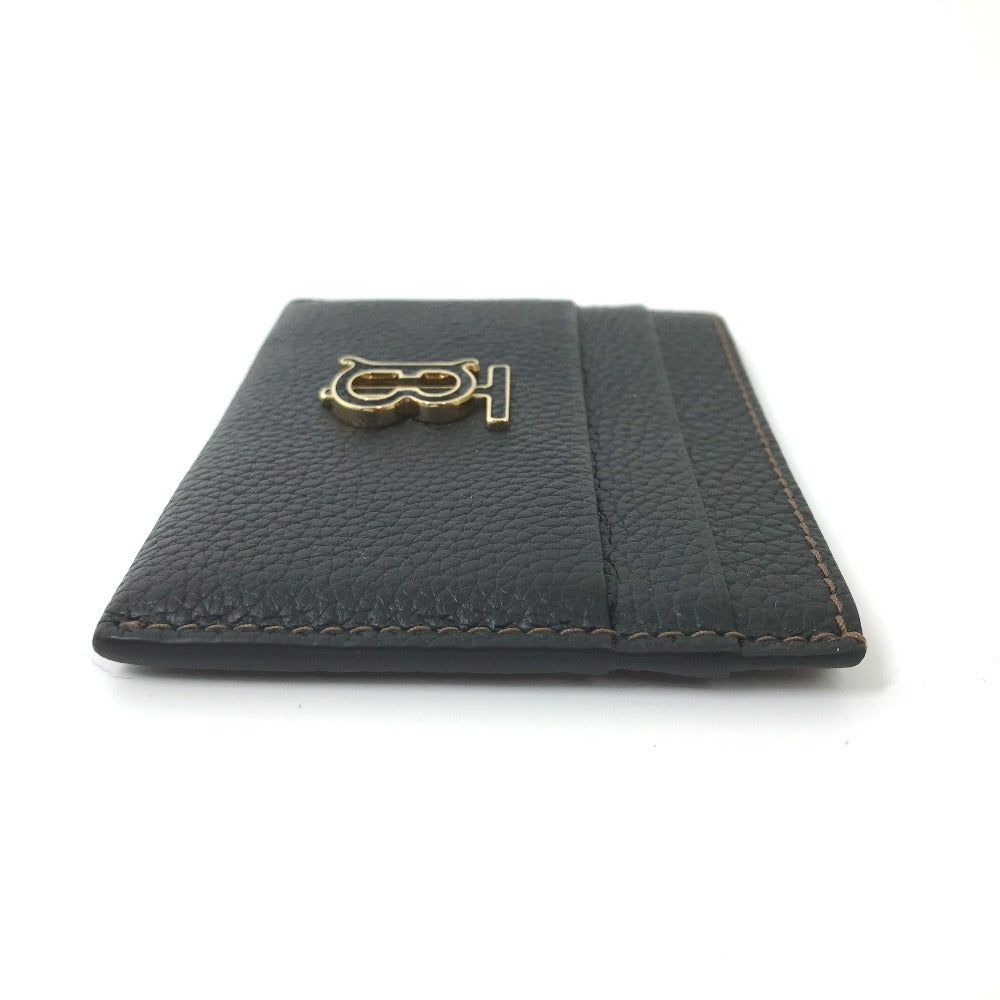 BURBERRY Card Case leather black TB Women Used Authentic