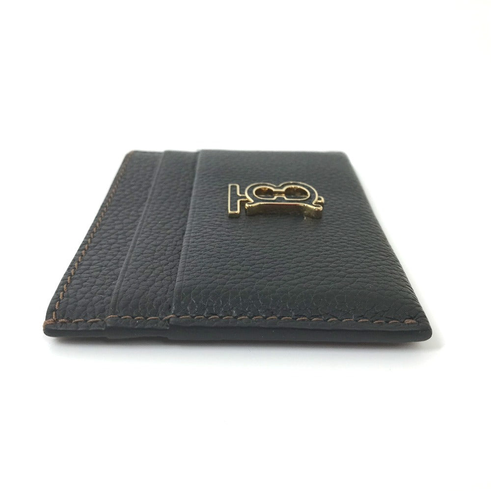 BURBERRY Card Case leather black TB Women Used Authentic