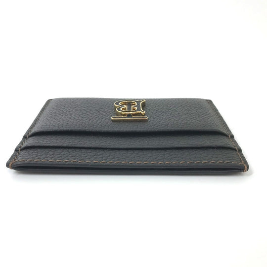 BURBERRY Card Case leather black TB Women Used Authentic