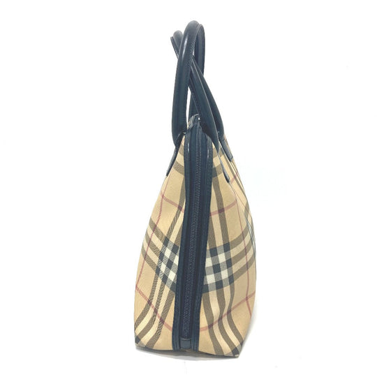 BURBERRY Handbag PVC / Leather beige Check Pattern Women Used Authentic