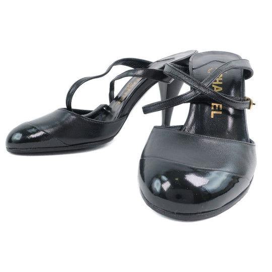 CHANEL Sandals Calfskin, patent leather black Women 35 1/2 Used Authentic