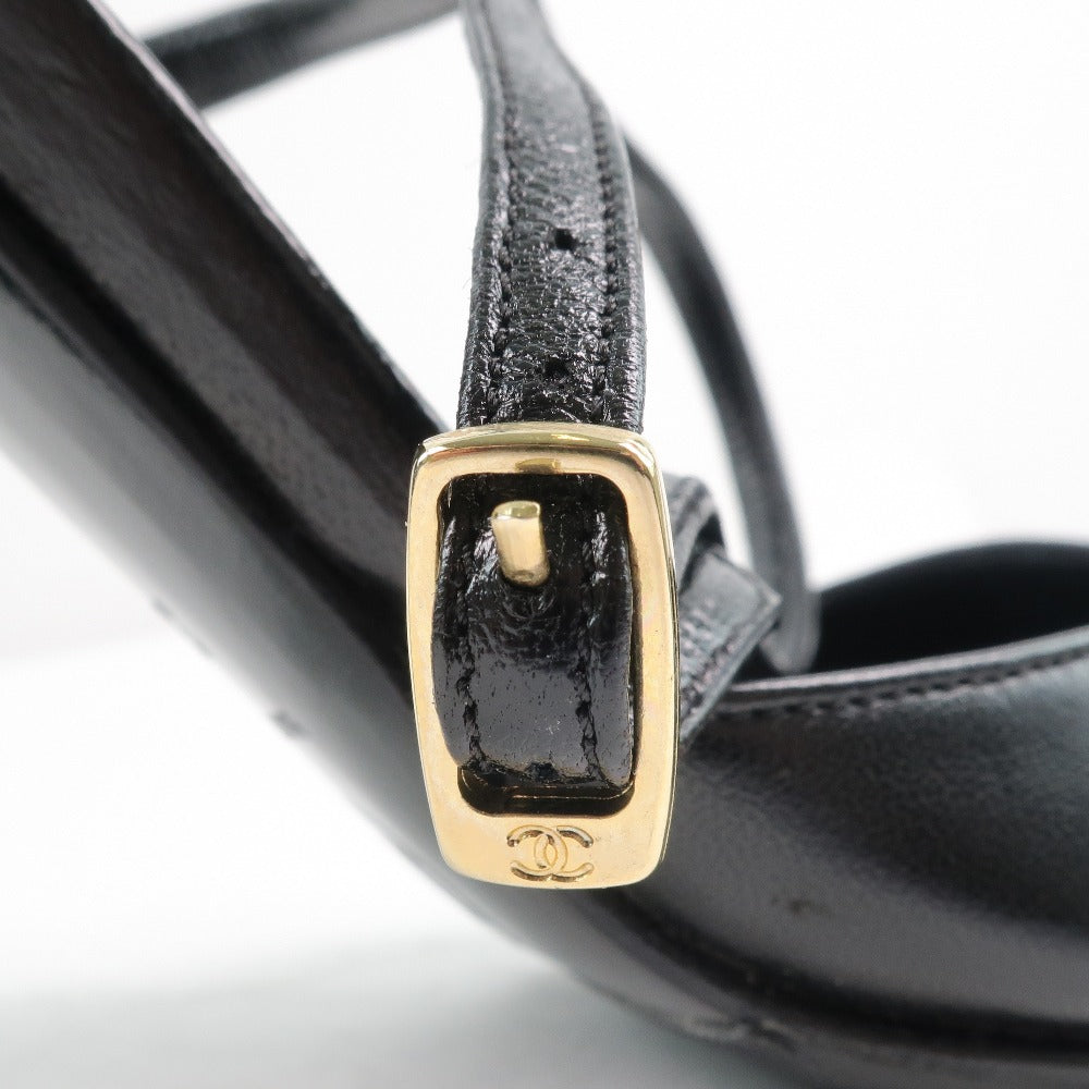 CHANEL Sandals Calfskin, patent leather black Women 35 1/2 Used Authentic