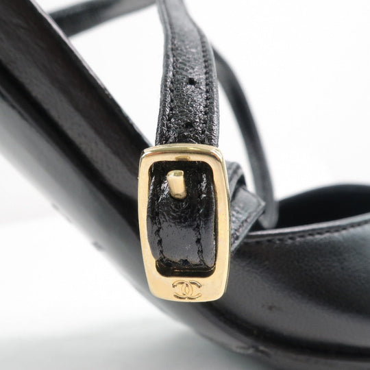 CHANEL Sandals Calfskin, patent leather black Women 35 1/2 Used Authentic