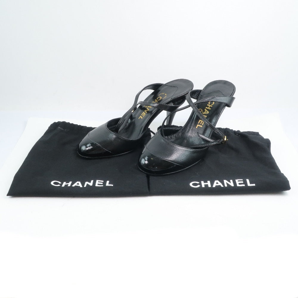 CHANEL Sandals Calfskin, patent leather black Women 35 1/2 Used Authentic