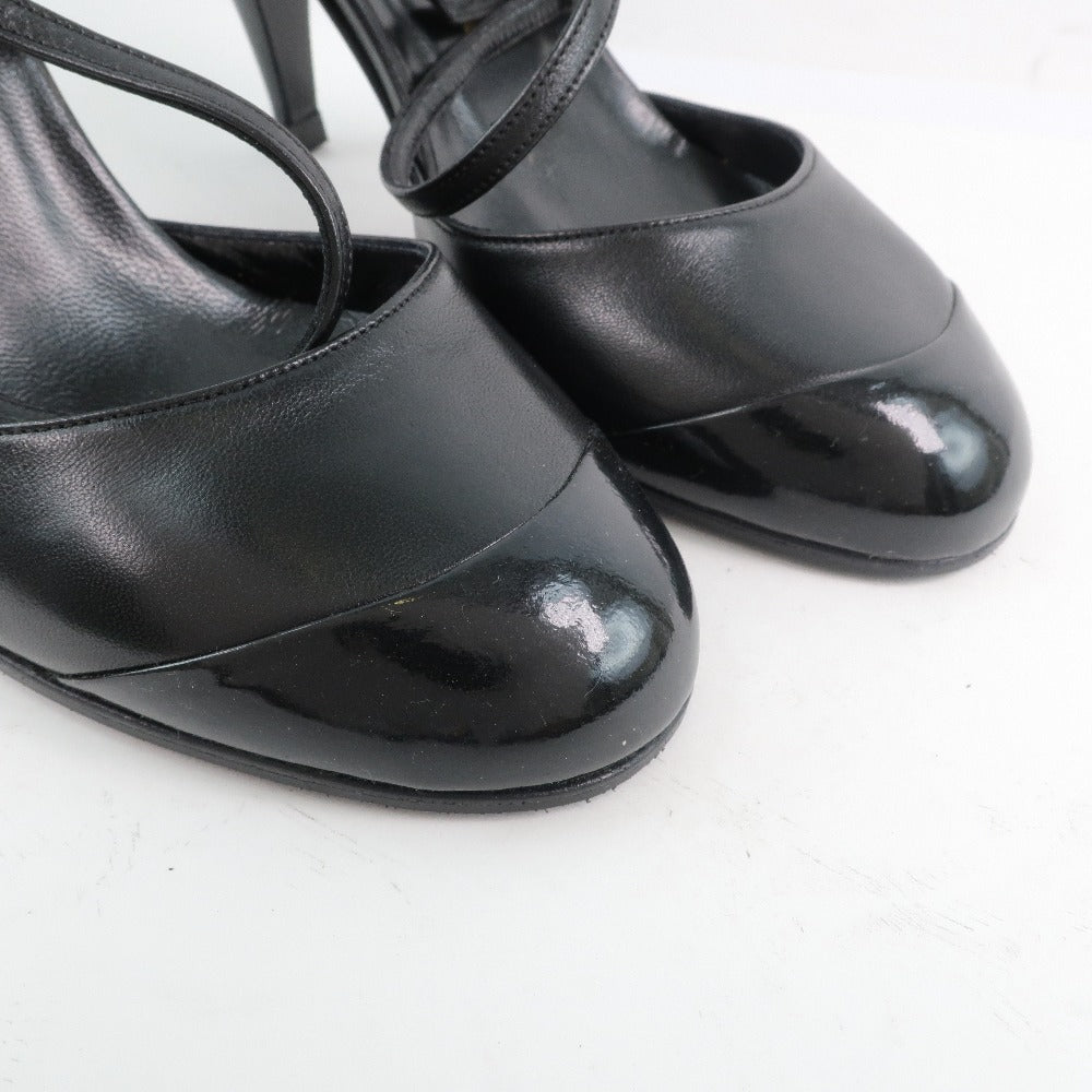 CHANEL Sandals Calfskin, patent leather black Women 35 1/2 Used Authentic