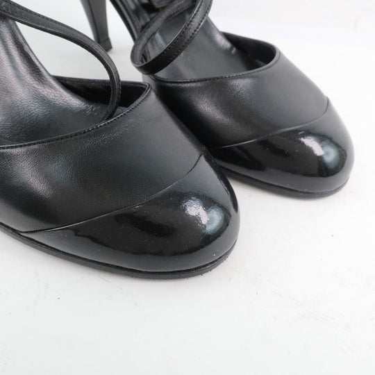 CHANEL Sandals Calfskin, patent leather black Women 35 1/2 Used Authentic