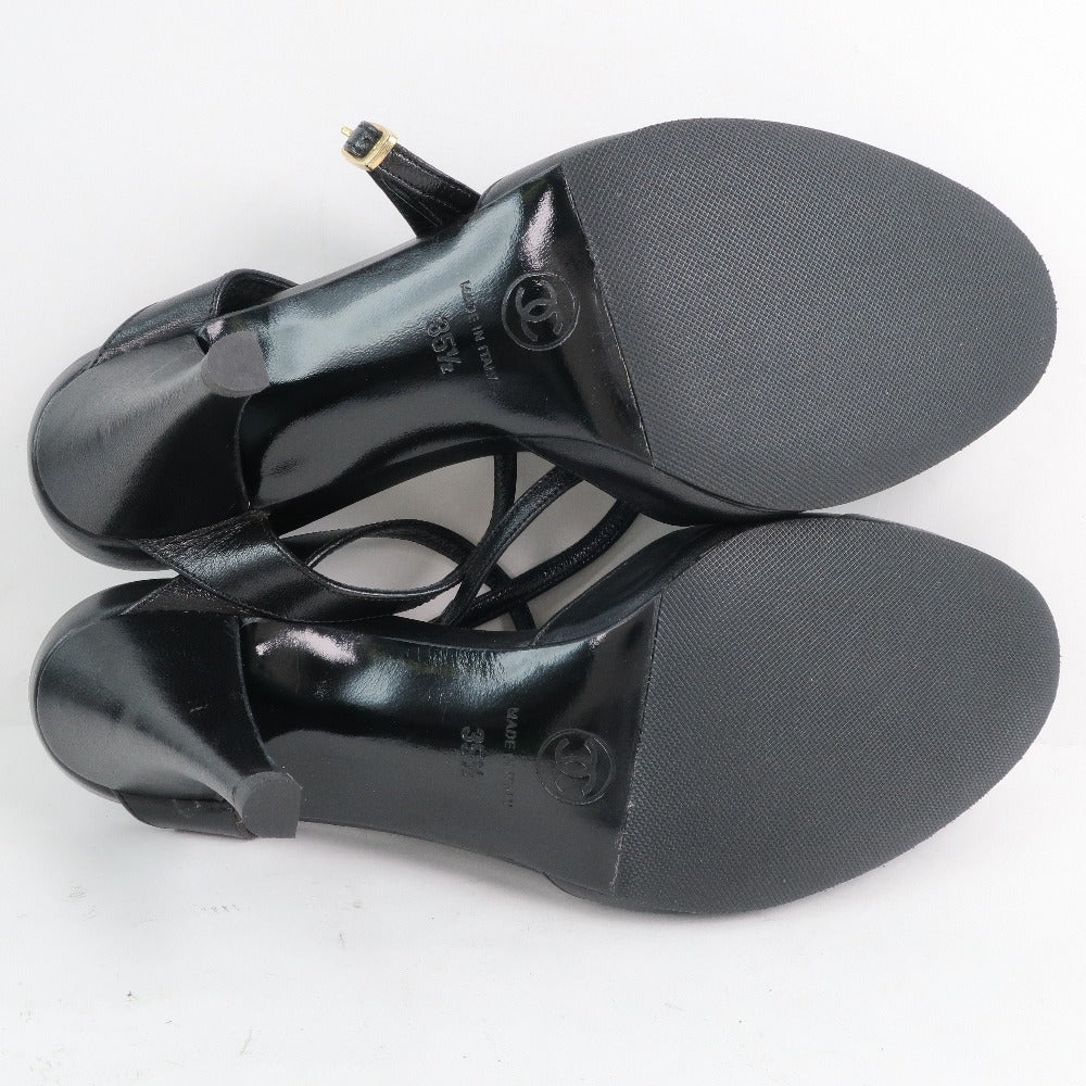CHANEL Sandals Calfskin, patent leather black Women 35 1/2 Used Authentic
