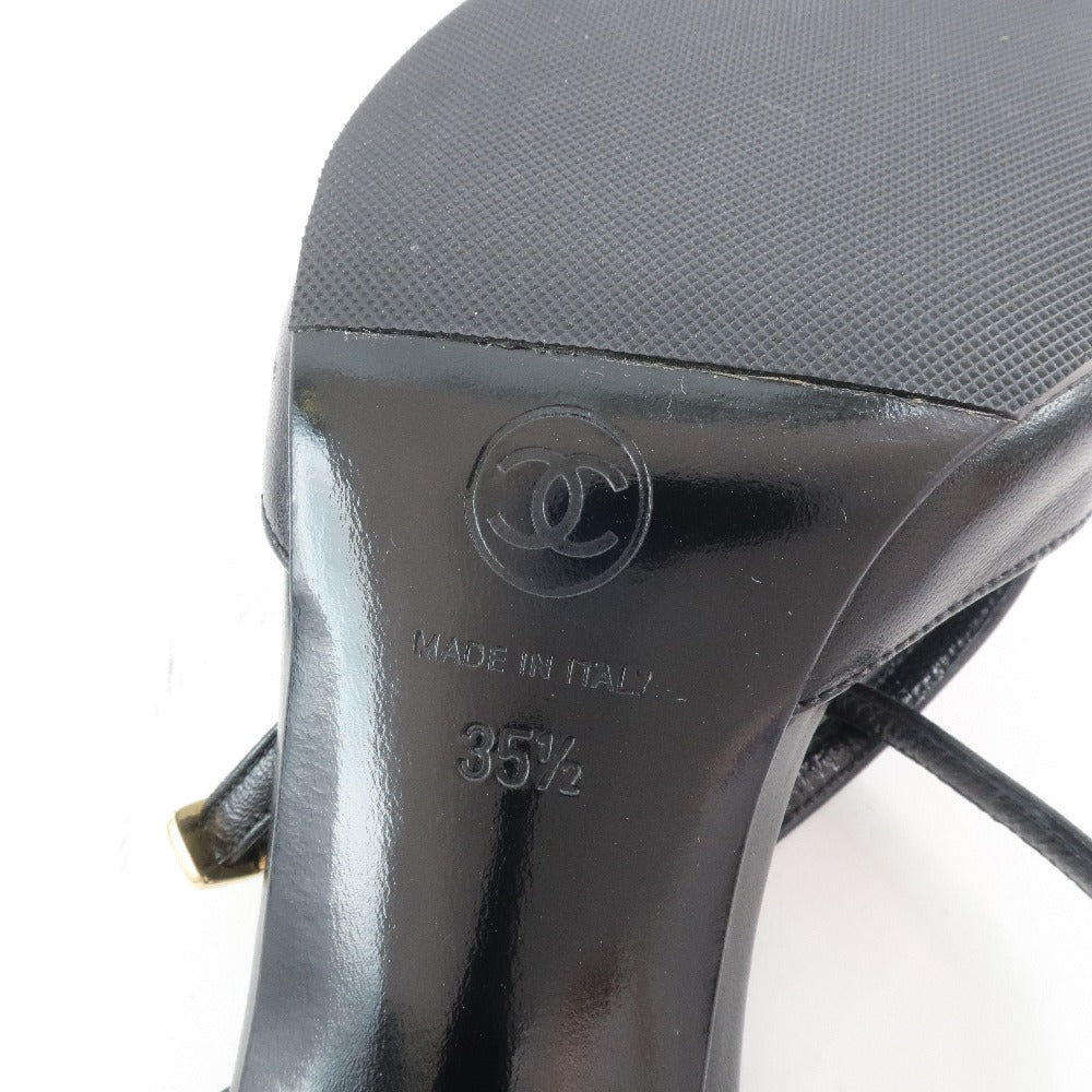 CHANEL Sandals Calfskin, patent leather black Women 35 1/2 Used Authentic