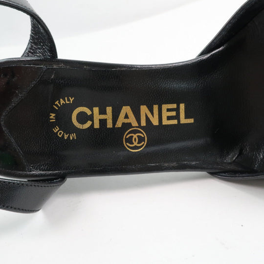 CHANEL Sandals Calfskin, patent leather black Women 35 1/2 Used Authentic