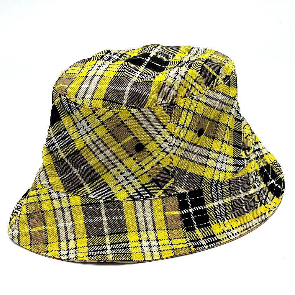 BURBERRY hat 8036994 wool Yellow x brown Vintage check reversible unisex(Unisex) M Used Authentic