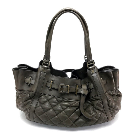 BURBERRY Tote Bag Lamb leather Brown Men's Women Quilted Leather unisex(Unisex) Used Authentic