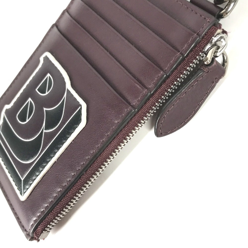 BURBERRY Coin case leather Purple type Wallet Coin Pocket With TB strap mens Used Authentic
