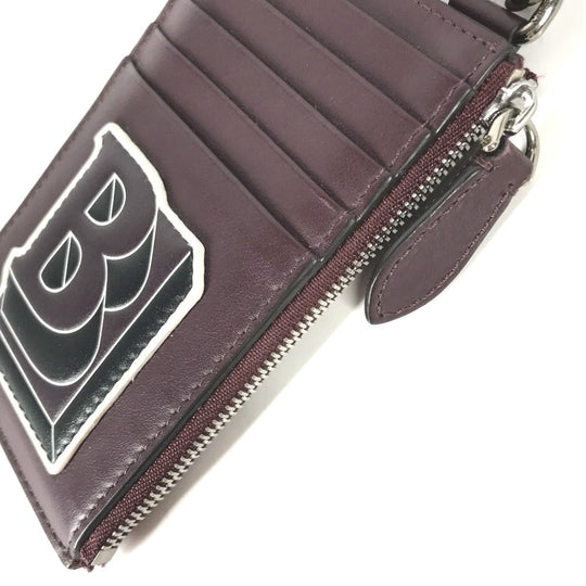 BURBERRY Coin case leather Purple type Wallet Coin Pocket With TB strap mens Used Authentic
