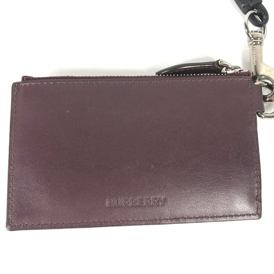 BURBERRY Coin case leather Purple type Wallet Coin Pocket With TB strap mens Used Authentic