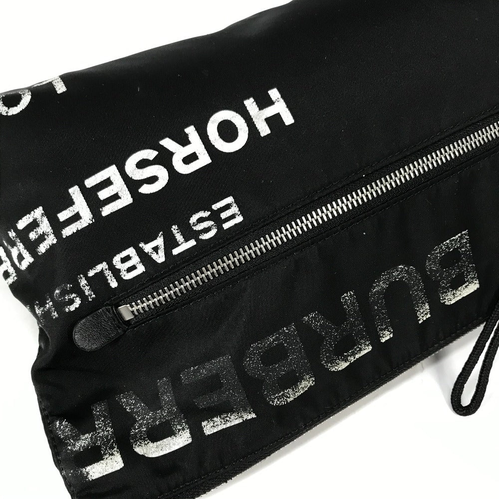 BURBERRY Clutch bag 8014756 Nylon black Horse ferry HORSEFERRY mens Used Authentic