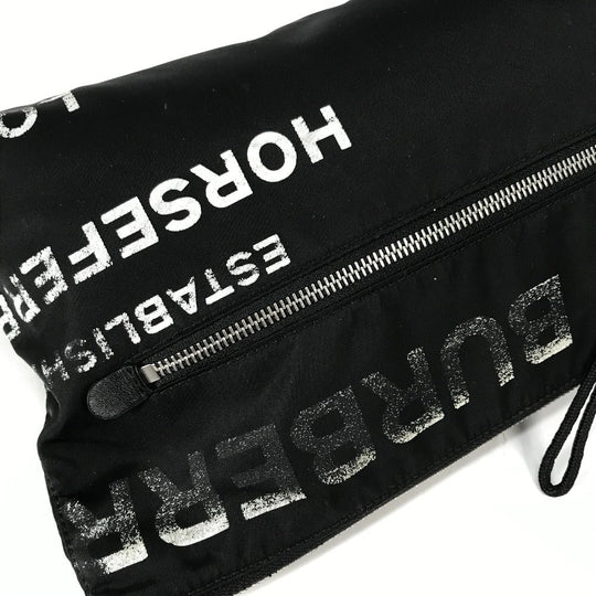 BURBERRY Clutch bag 8014756 Nylon black Horse ferry HORSEFERRY mens Used Authentic