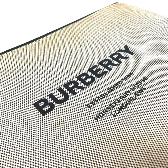 BURBERRY Clutch bag Leather / canvas gray logo mens Used Authentic