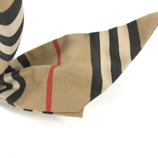 BURBERRY hair accessory canvas beige Check ribbon Women Used Authentic