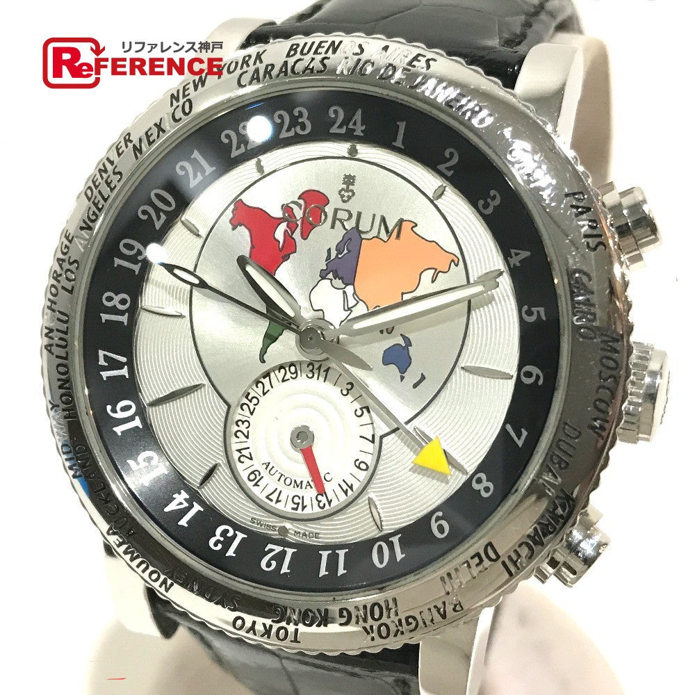 CORUM Watches Mechanical Automatic 983.201.20 Stainless Steel, Leather Belt Silver Classical GMT Silver dial mens Used Authentic