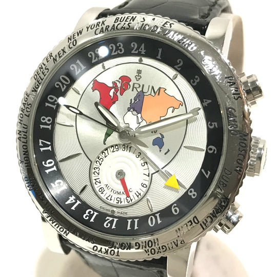 CORUM Watches Mechanical Automatic 983.201.20 Stainless Steel, Leather Belt Silver Classical GMT Silver dial mens Used Authentic