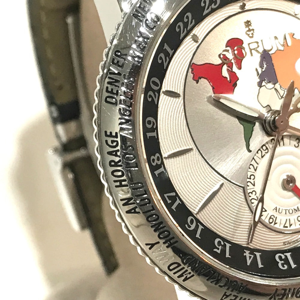 CORUM Watches Mechanical Automatic 983.201.20 Stainless Steel, Leather Belt Silver Classical GMT Silver dial mens Used Authentic