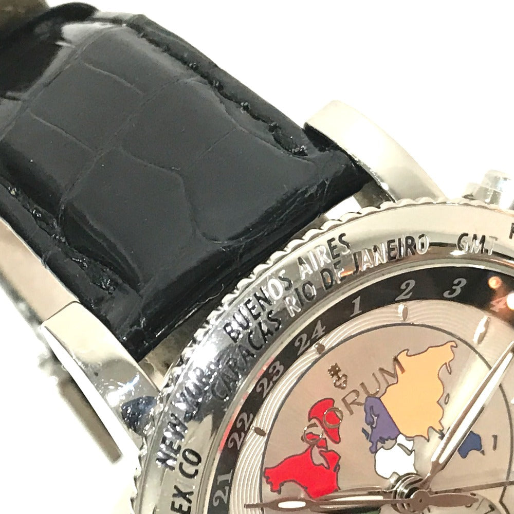 CORUM Watches Mechanical Automatic 983.201.20 Stainless Steel, Leather Belt Silver Classical GMT Silver dial mens Used Authentic