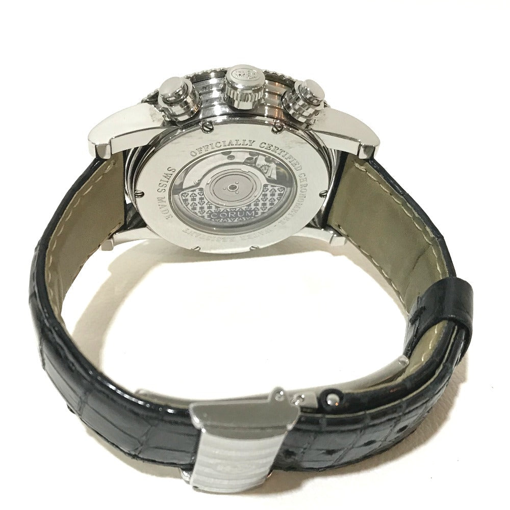 CORUM Watches Mechanical Automatic 983.201.20 Stainless Steel, Leather Belt Silver Classical GMT Silver dial mens Used Authentic