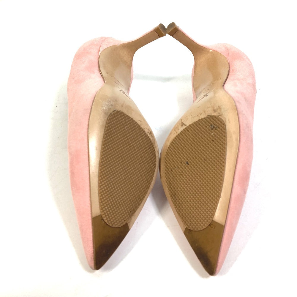 LOUIS VUITTON pumps suede pink Heel Shoes with LV logo Metal Women 35 1/2 Used Authentic