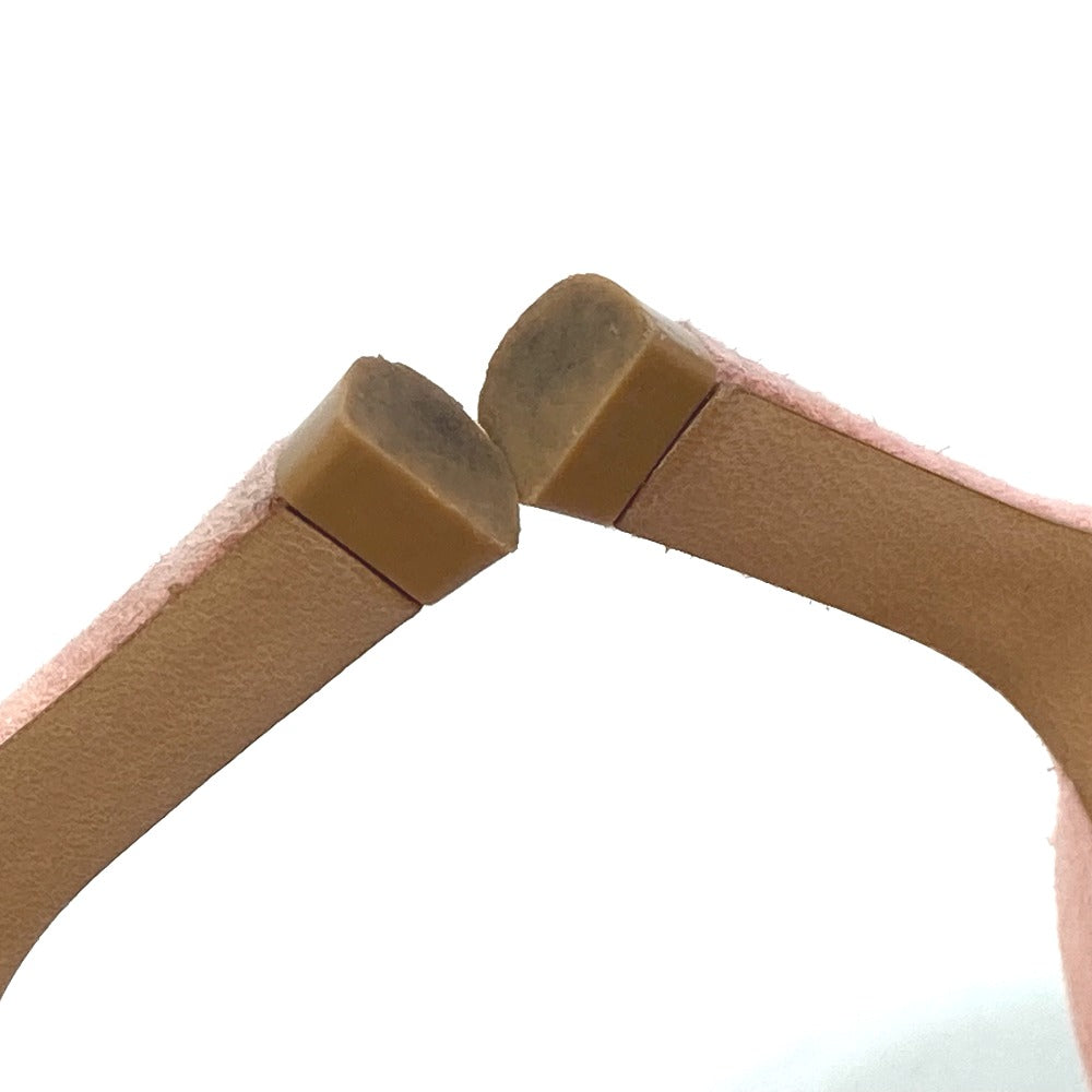 LOUIS VUITTON pumps suede pink Heel Shoes with LV logo Metal Women 35 1/2 Used Authentic