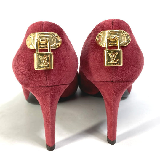 LOUIS VUITTON pumps Model number unknown suede Red padlock key with padlock Women 35.5 Used Authentic