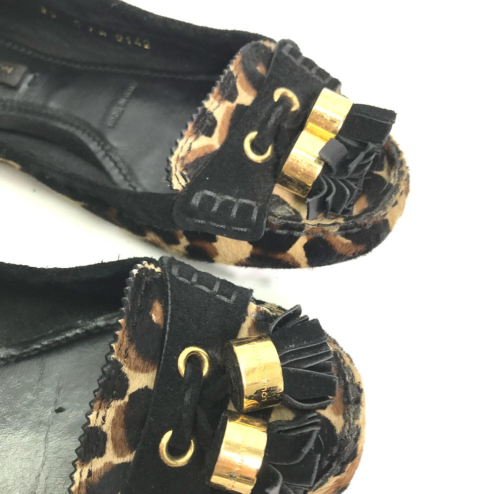 LOUIS VUITTON pumps Œ^”ԕs–¾ Harako Brown Tassel fringe Leopard leopard print leopard Women 35 Used Authentic