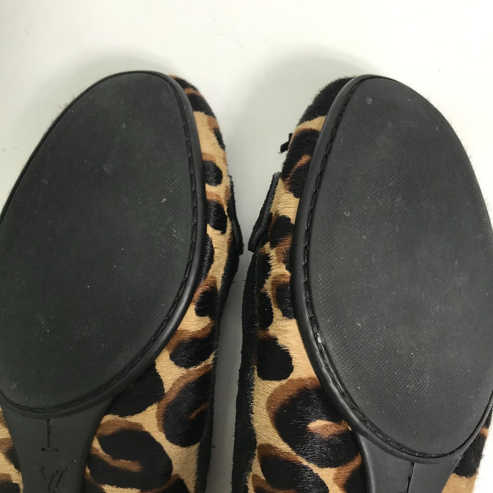 LOUIS VUITTON pumps Œ^”ԕs–¾ Harako Brown Tassel fringe Leopard leopard print leopard Women 35 Used Authentic