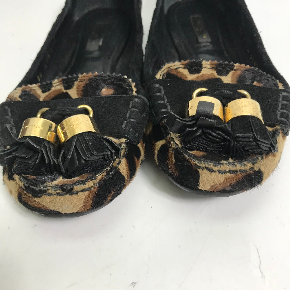 LOUIS VUITTON pumps Œ^”ԕs–¾ Harako Brown Tassel fringe Leopard leopard print leopard Women 35 Used Authentic