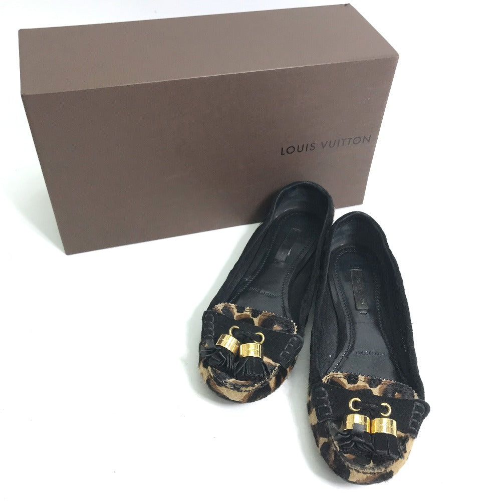 LOUIS VUITTON pumps Œ^”ԕs–¾ Harako Brown Tassel fringe Leopard leopard print leopard Women 35 Used Authentic