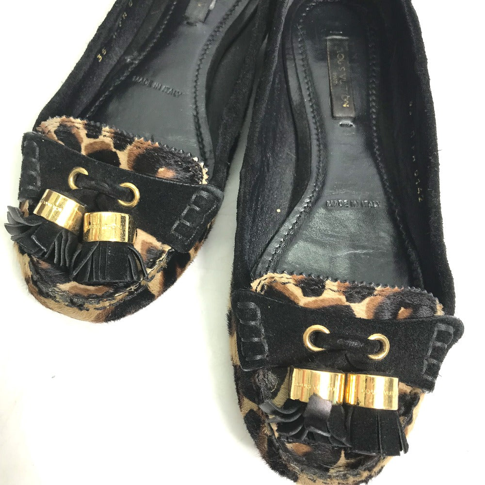 LOUIS VUITTON pumps Œ^”ԕs–¾ Harako Brown Tassel fringe Leopard leopard print leopard Women 35 Used Authentic